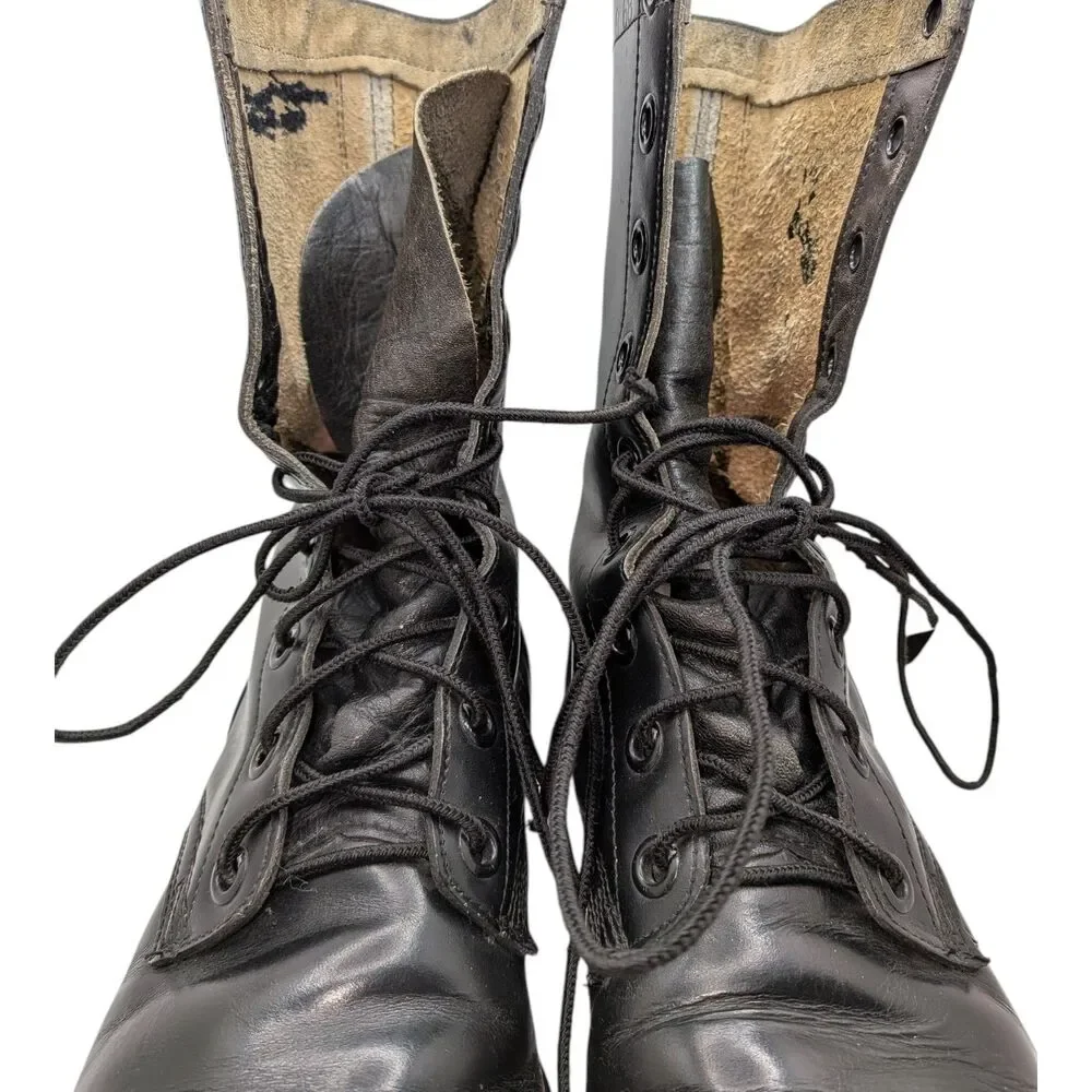 Genesco Mens 9N Black Leather Combat Vintage 1968 Military Work Boots Goth Punk